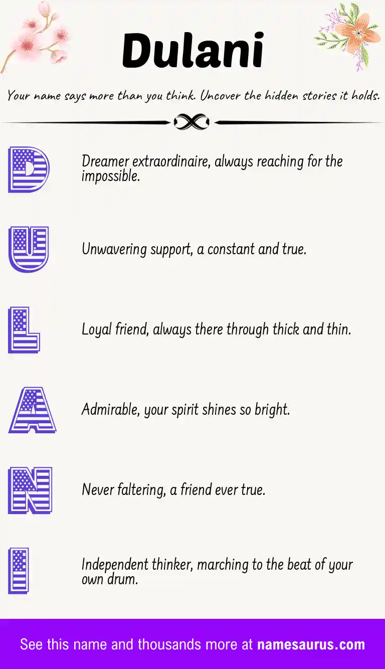 Acrostic poem about Dulani.