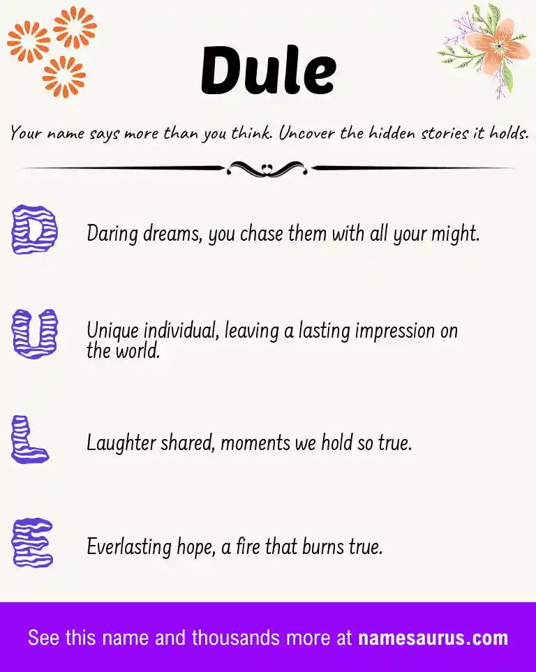 Acrostic poem about Dule.