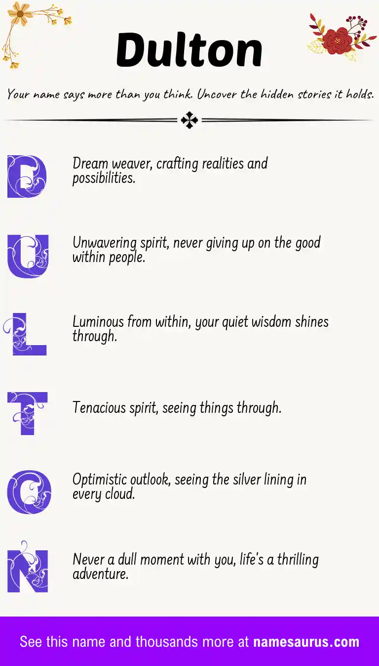 Acrostic poem about Dulton.