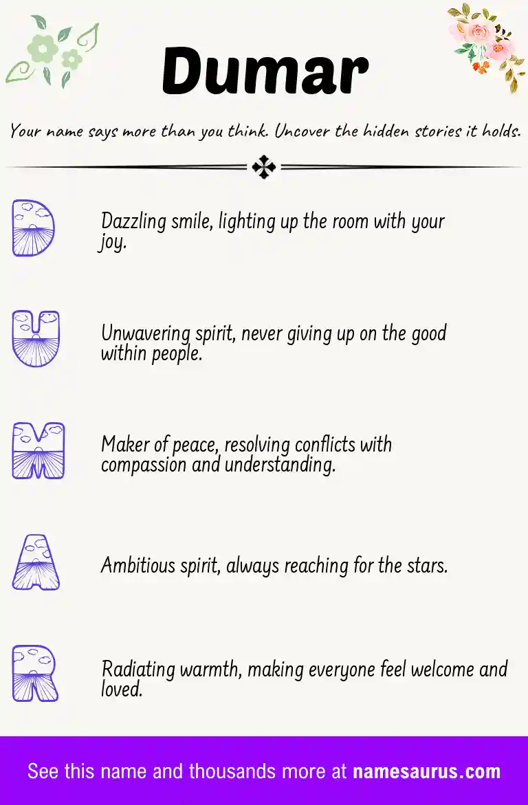 Acrostic poem about Dumar.