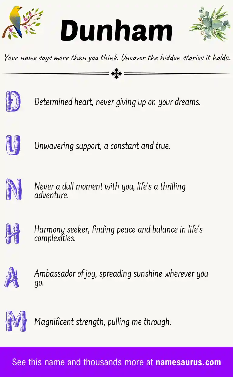 Acrostic poem about Dunham.