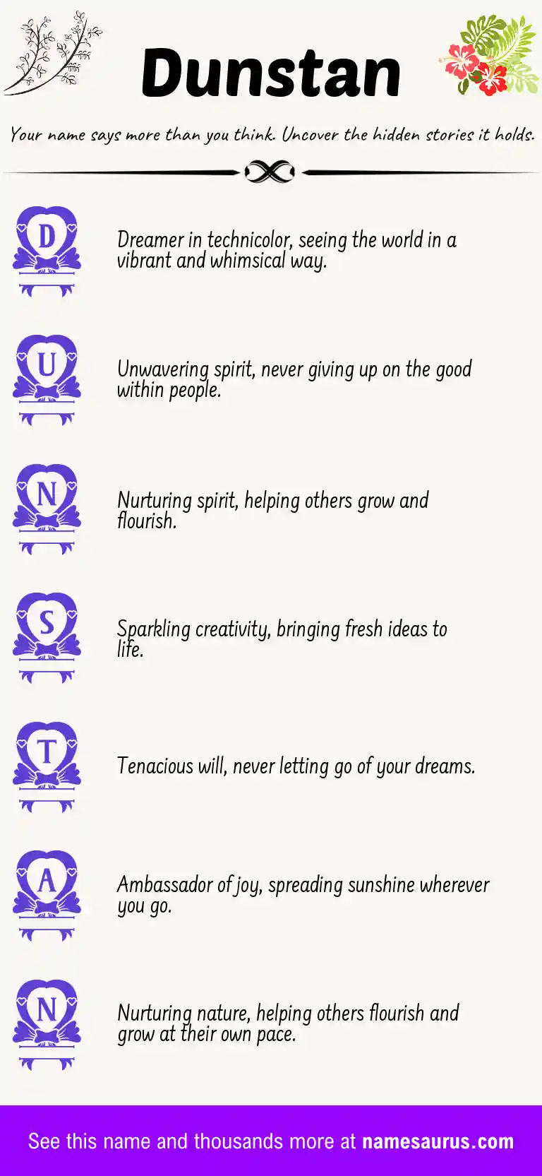 Acrostic poem about Dunstan.