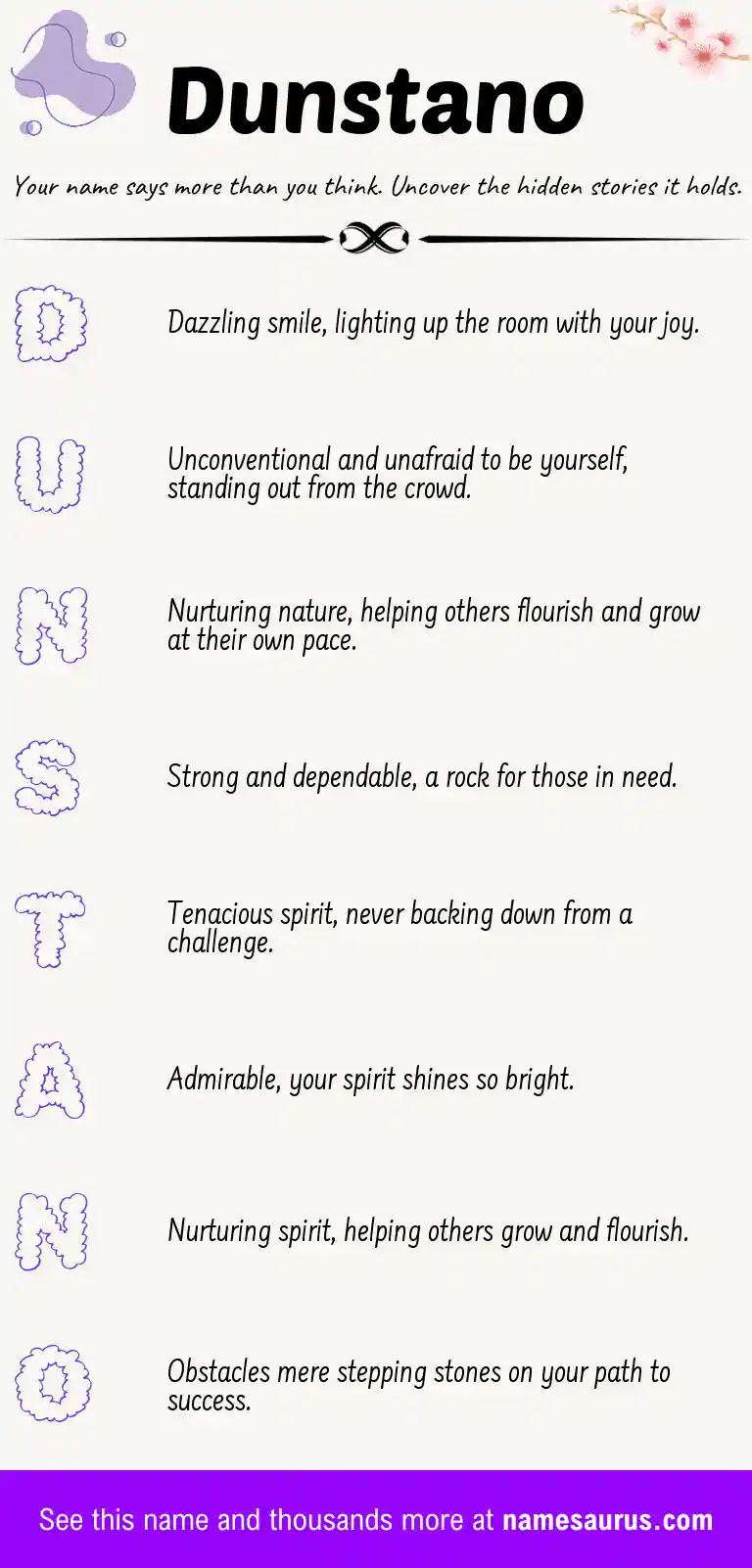 Acrostic poem about Dunstano.