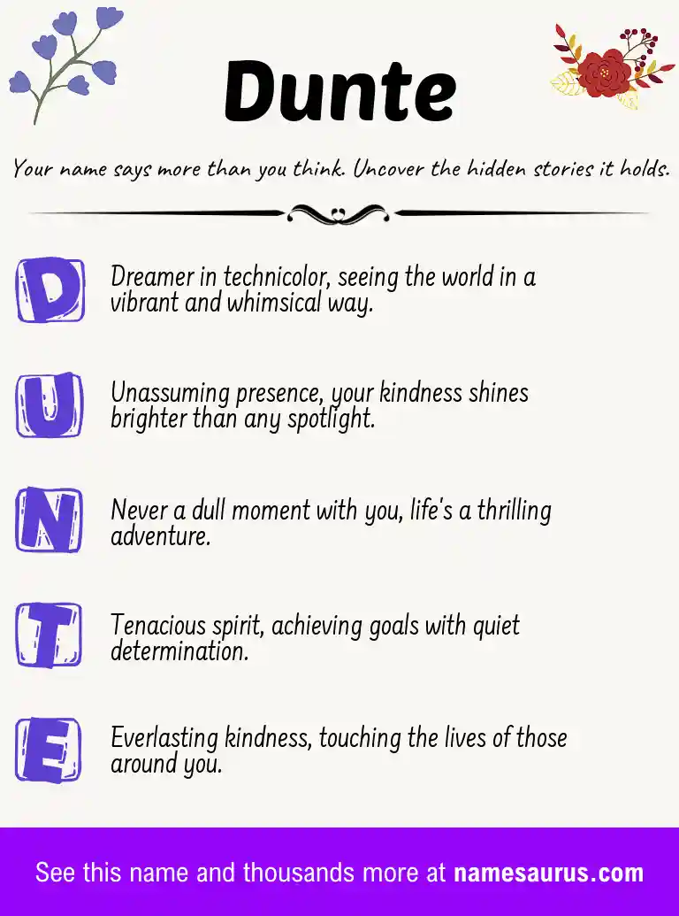 Acrostic poem about Dunte.