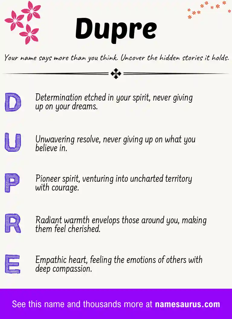 Acrostic poem about Dupre.