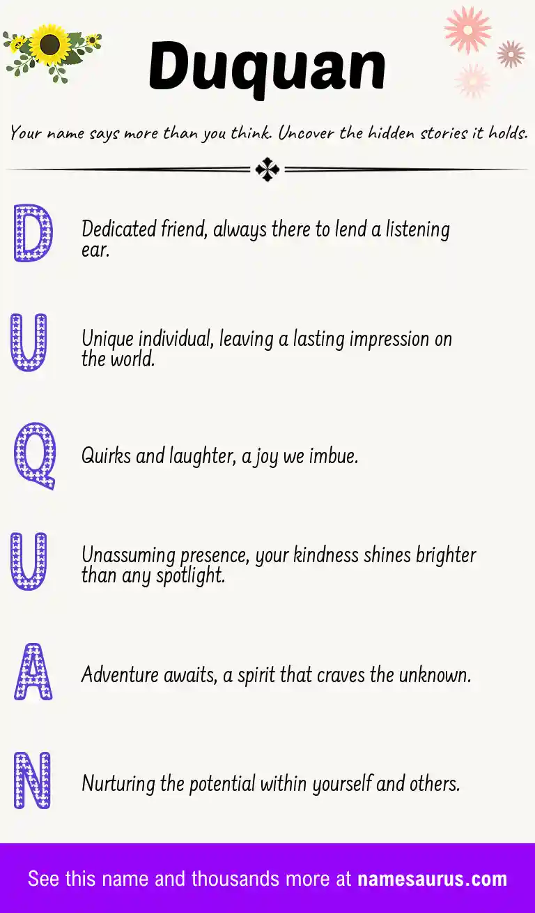 Acrostic poem about Duquan.