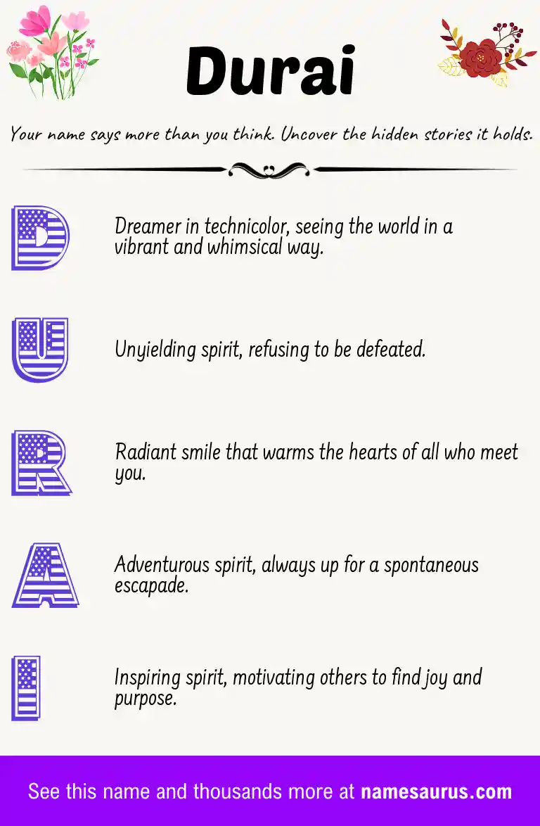 Acrostic poem about Durai.