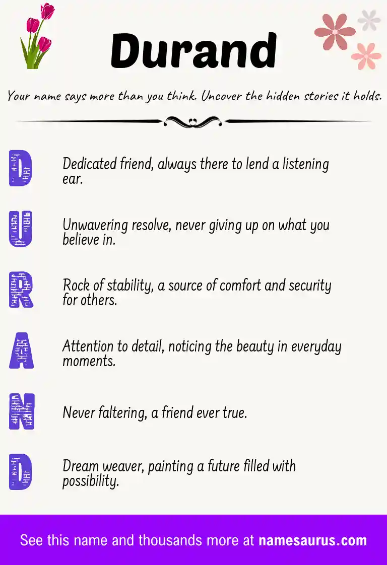 Acrostic poem about Durand.