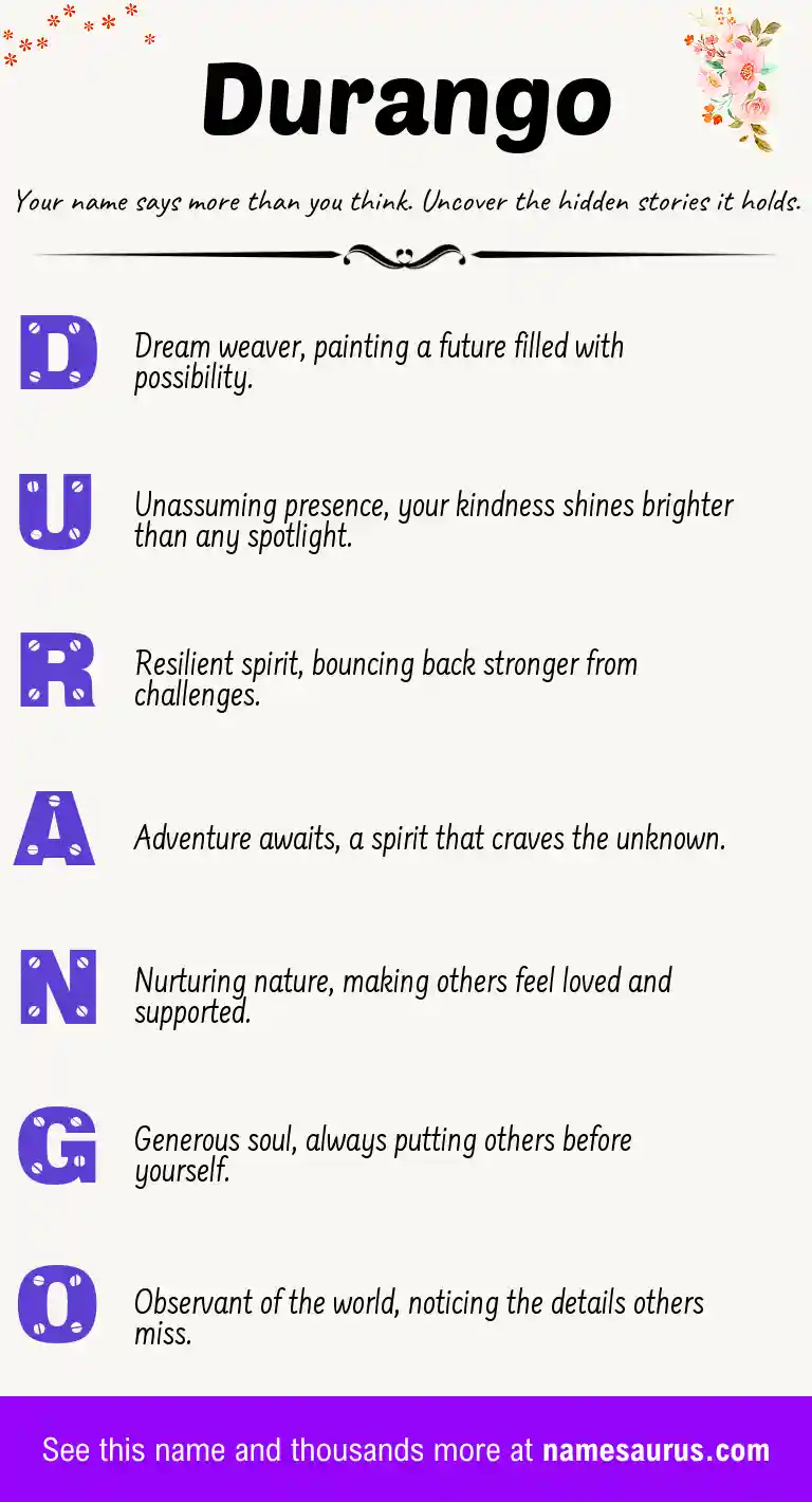 Acrostic poem about Durango.