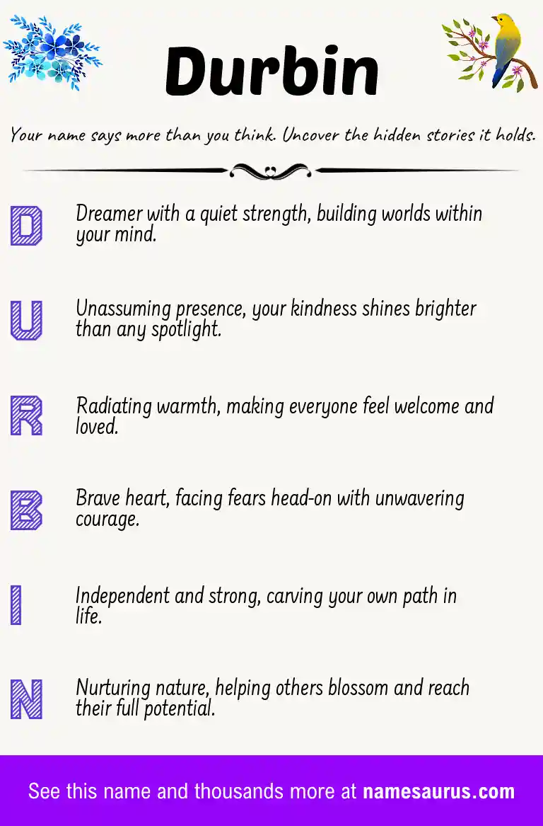 Acrostic poem about Durbin.