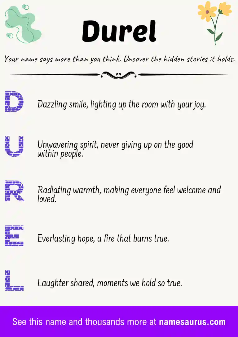 Acrostic poem about Durel.