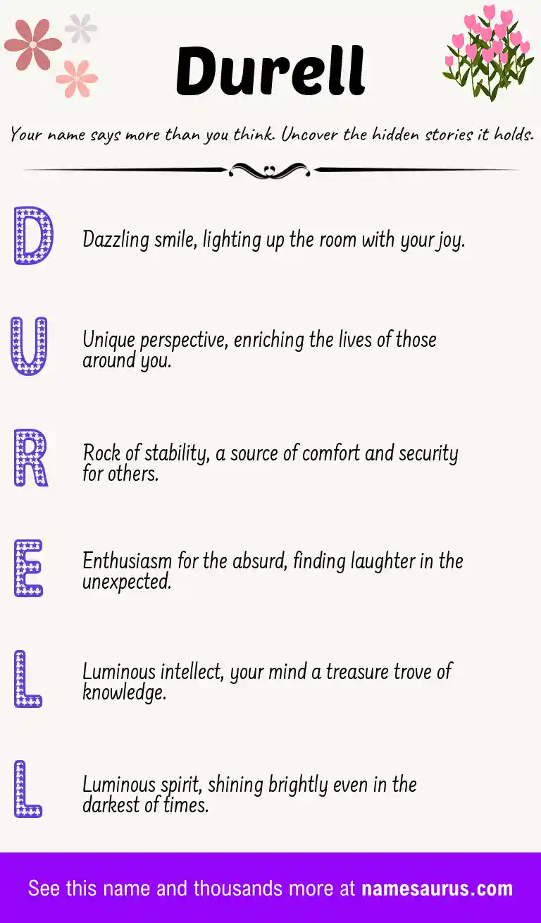 Acrostic poem about Durell.