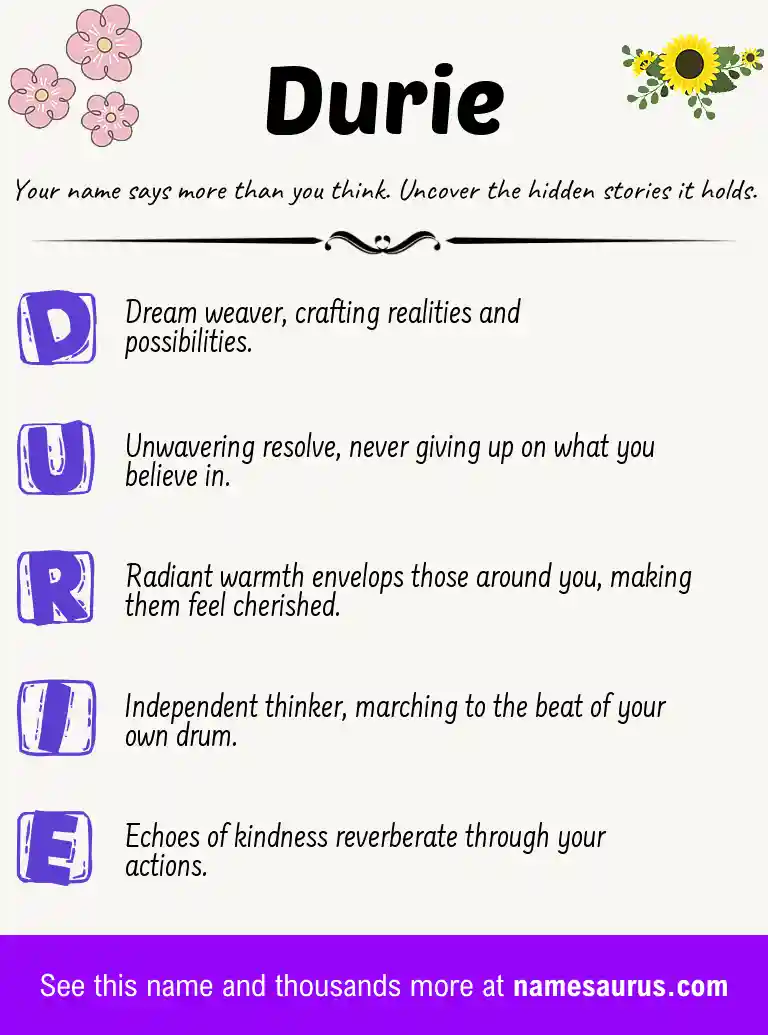 Acrostic poem about Durie.
