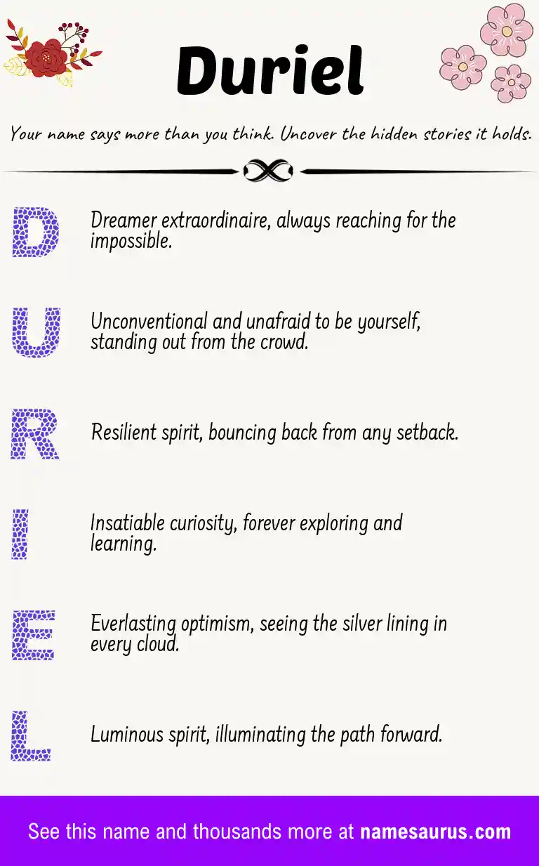 Acrostic poem about Duriel.