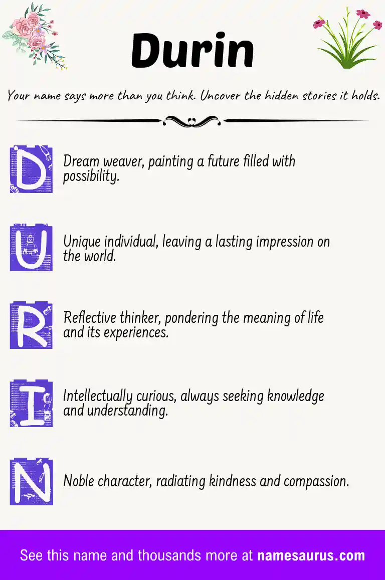 Acrostic poem about Durin.
