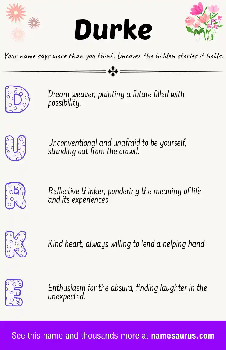 Acrostic poem about Durke.