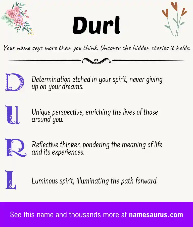Acrostic poem about Durl.