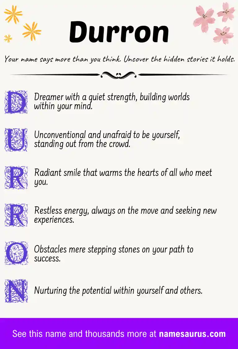 Acrostic poem about Durron.