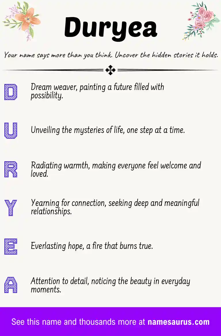 Acrostic poem about Duryea.