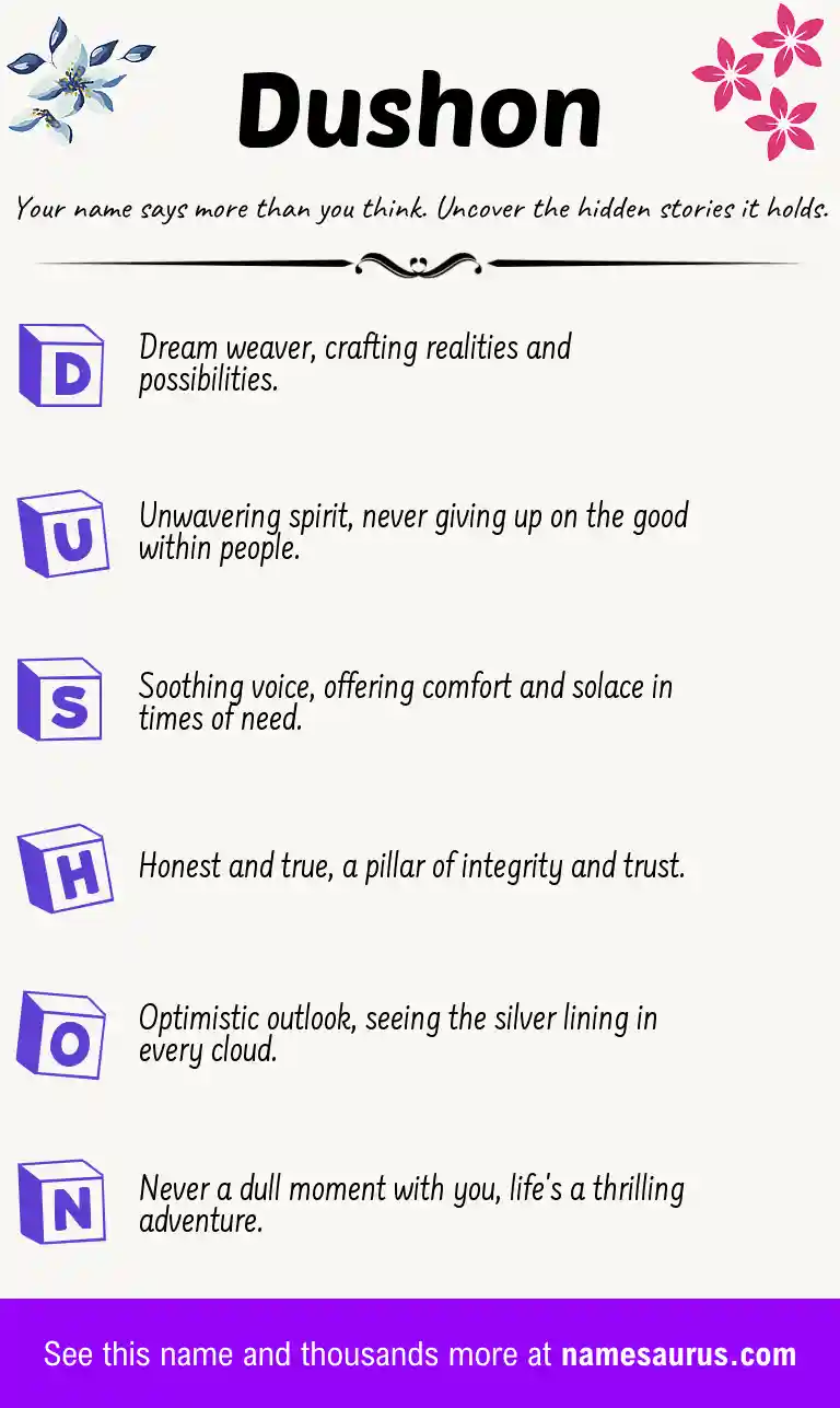 Acrostic poem about Dushon.