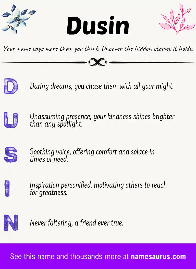 Acrostic poem about Dusin.