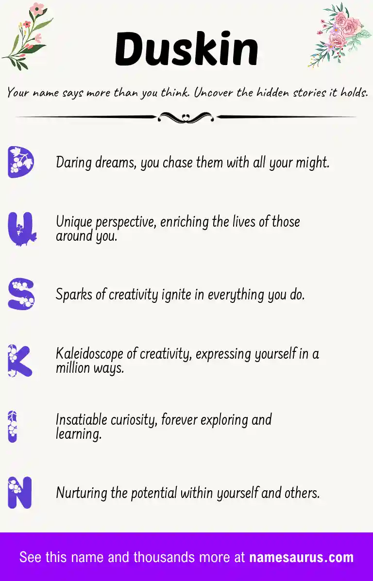 Acrostic poem about Duskin.
