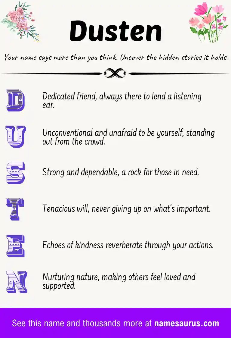 Acrostic poem about Dusten.