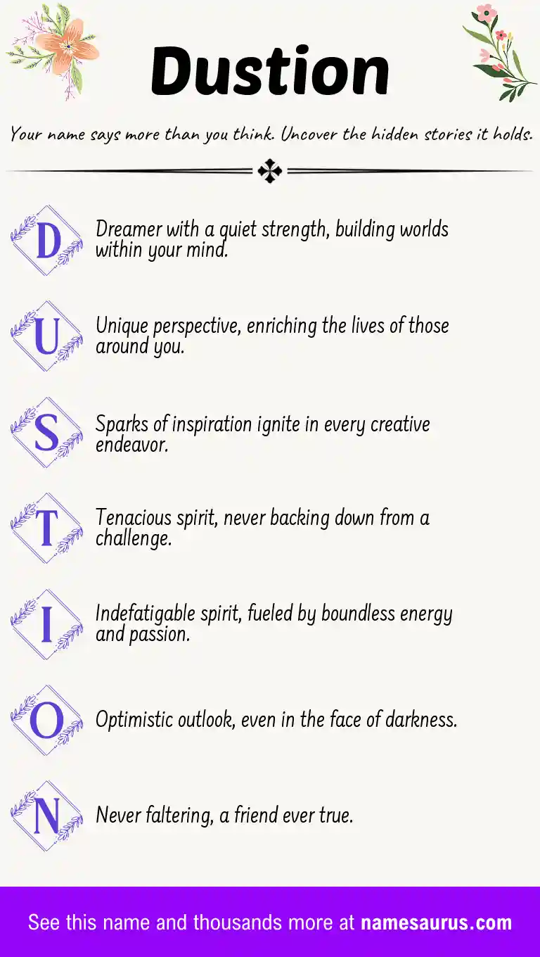 Acrostic poem about Dustion.