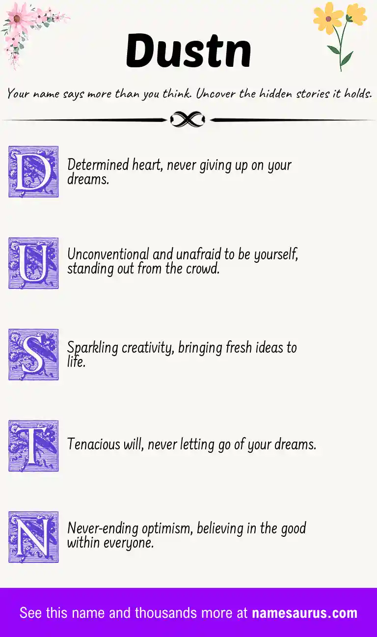 Acrostic poem about Dustn.