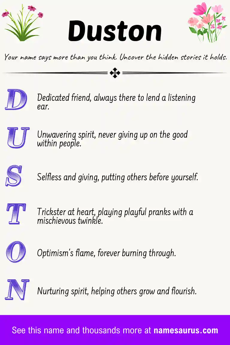 Acrostic poem about Duston.