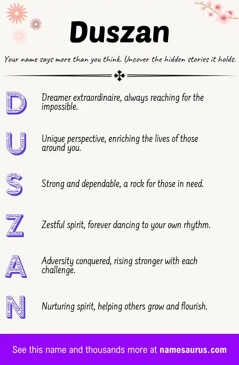 Acrostic poem about Duszan.