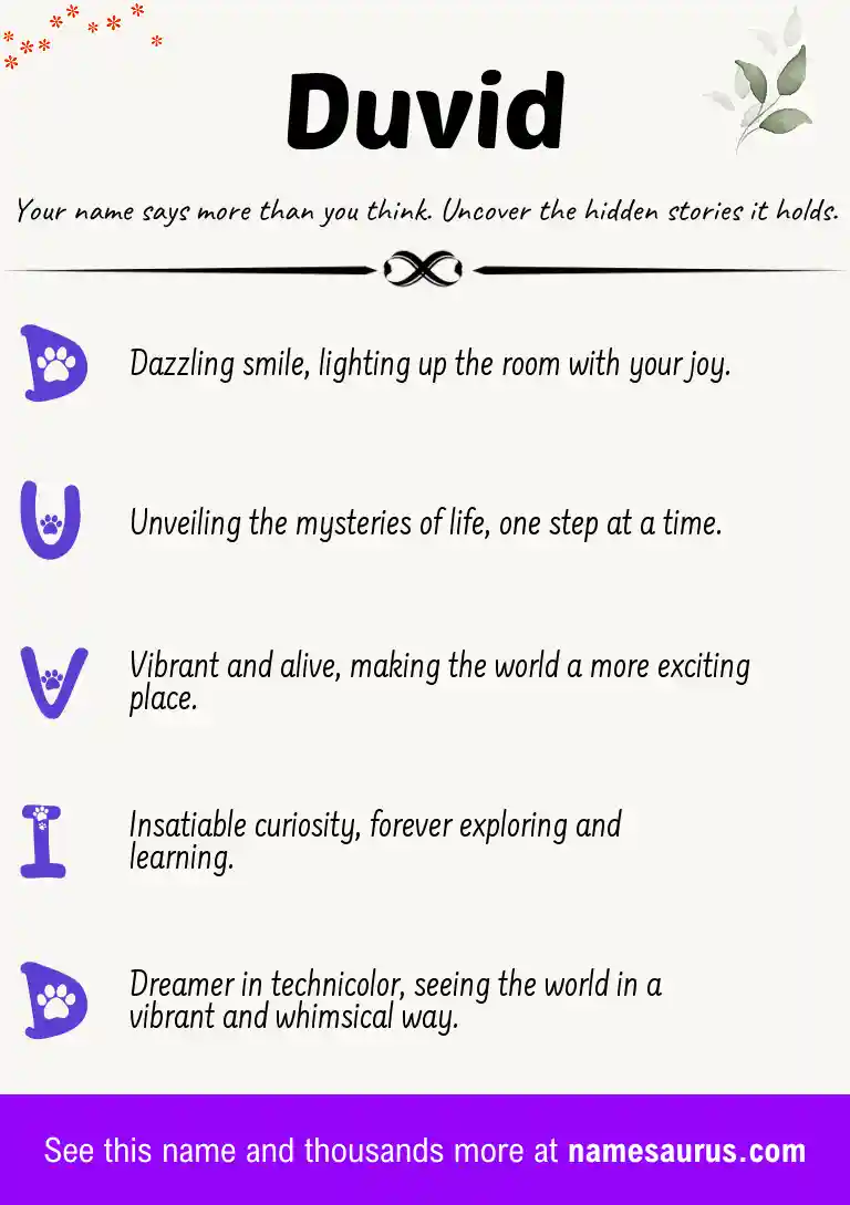 Acrostic poem about Duvid.