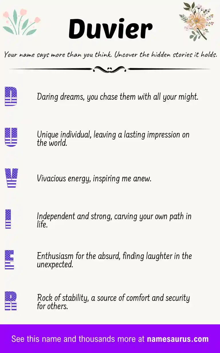 Acrostic poem about Duvier.