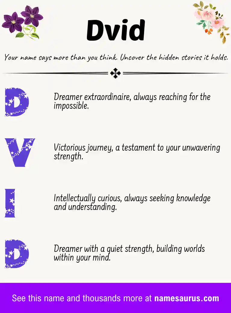 Acrostic poem about Dvid.