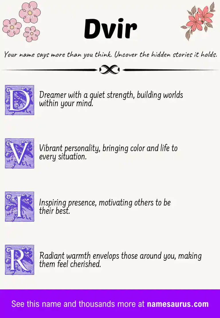 Acrostic poem about Dvir.