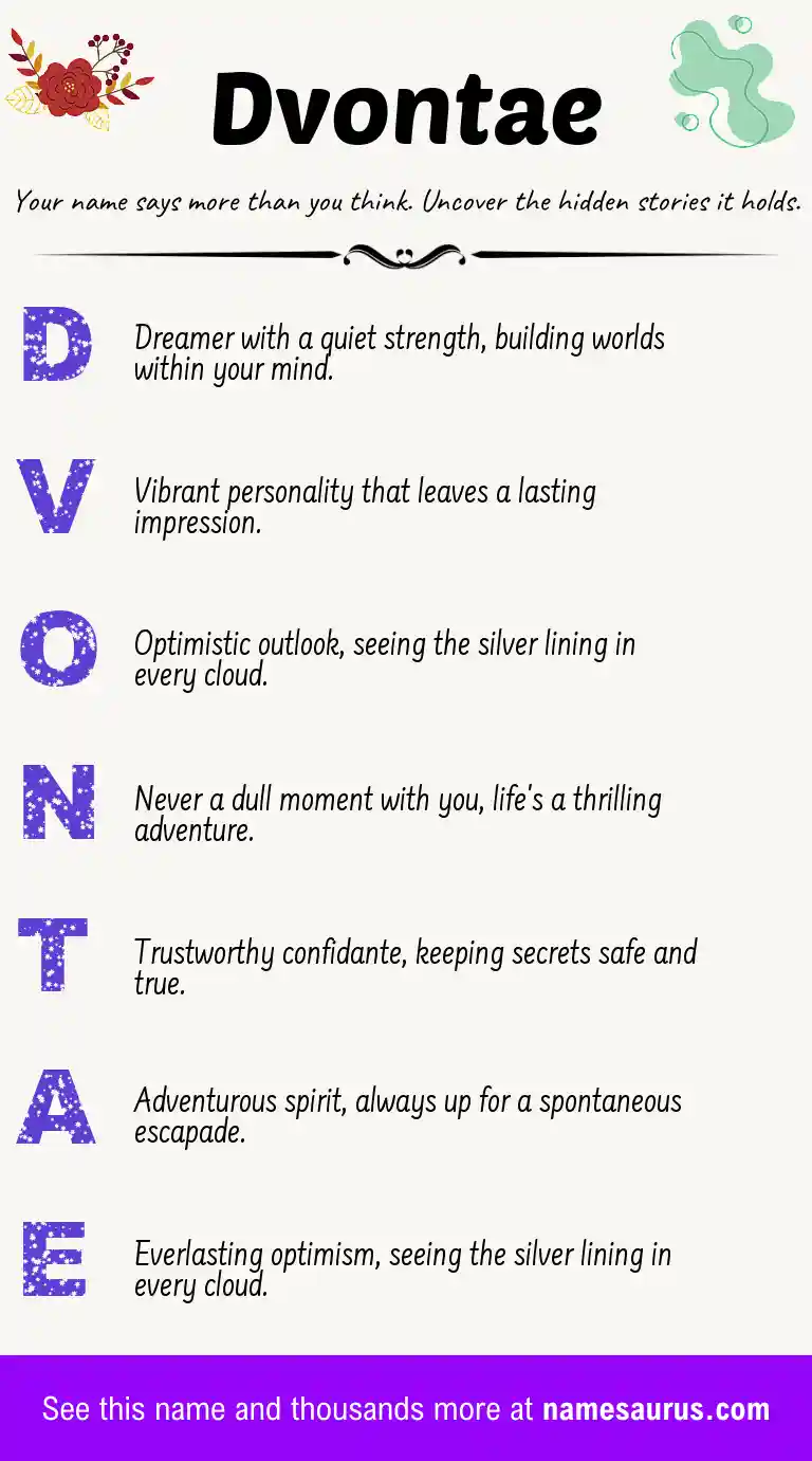 Acrostic poem about Dvontae.