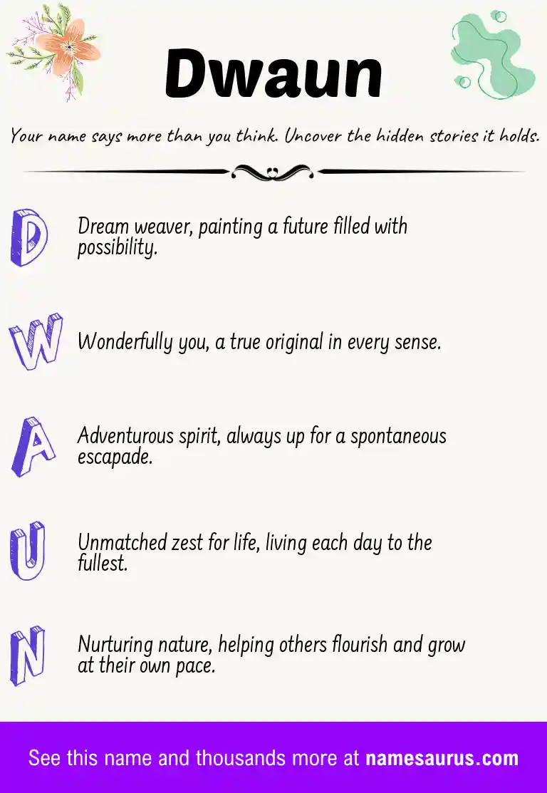 Acrostic poem about Dwaun.