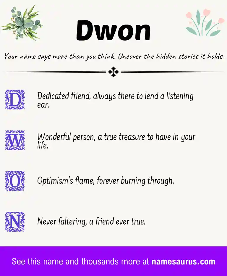 Acrostic poem about Dwon.