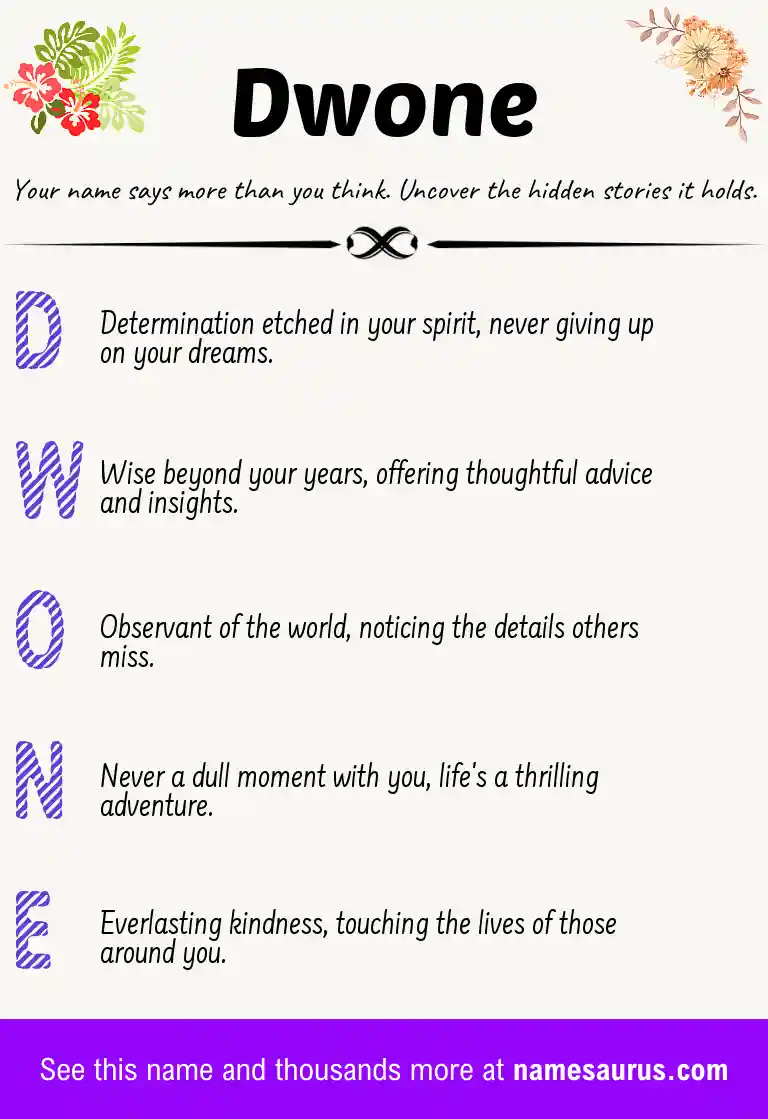 Acrostic poem about Dwone.
