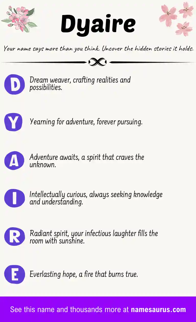Acrostic poem about Dyaire.