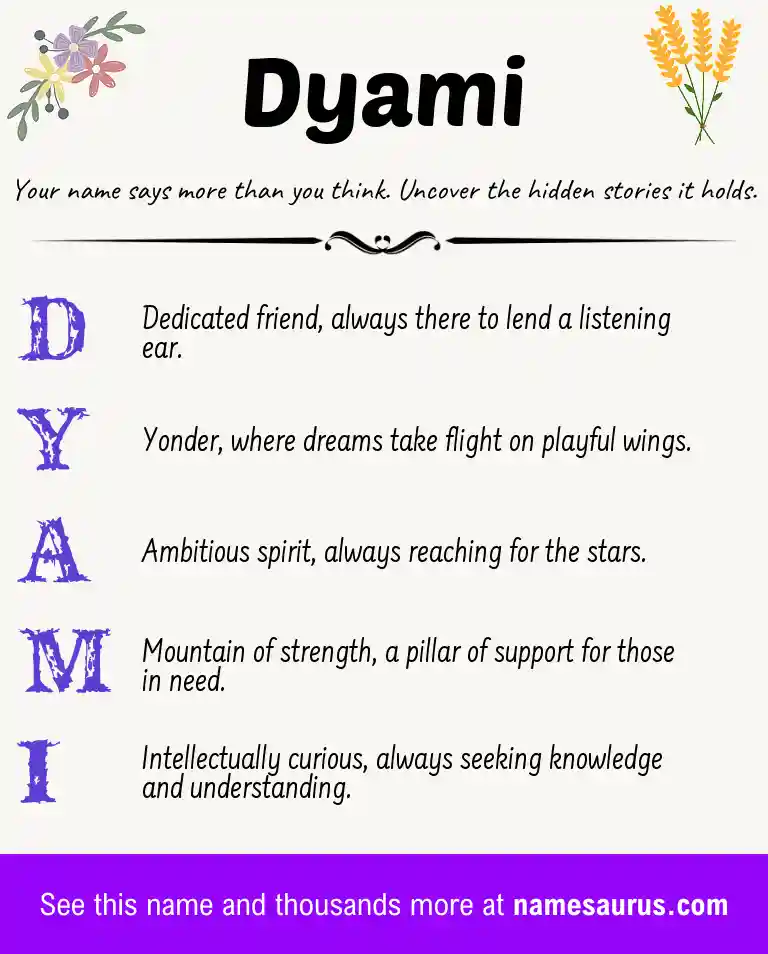 Acrostic poem about Dyami.