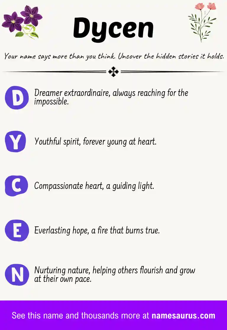 Acrostic poem about Dycen.