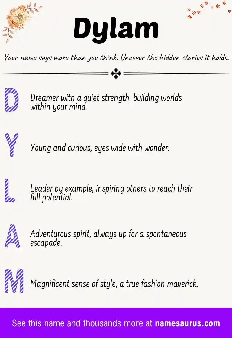 Acrostic poem about Dylam.