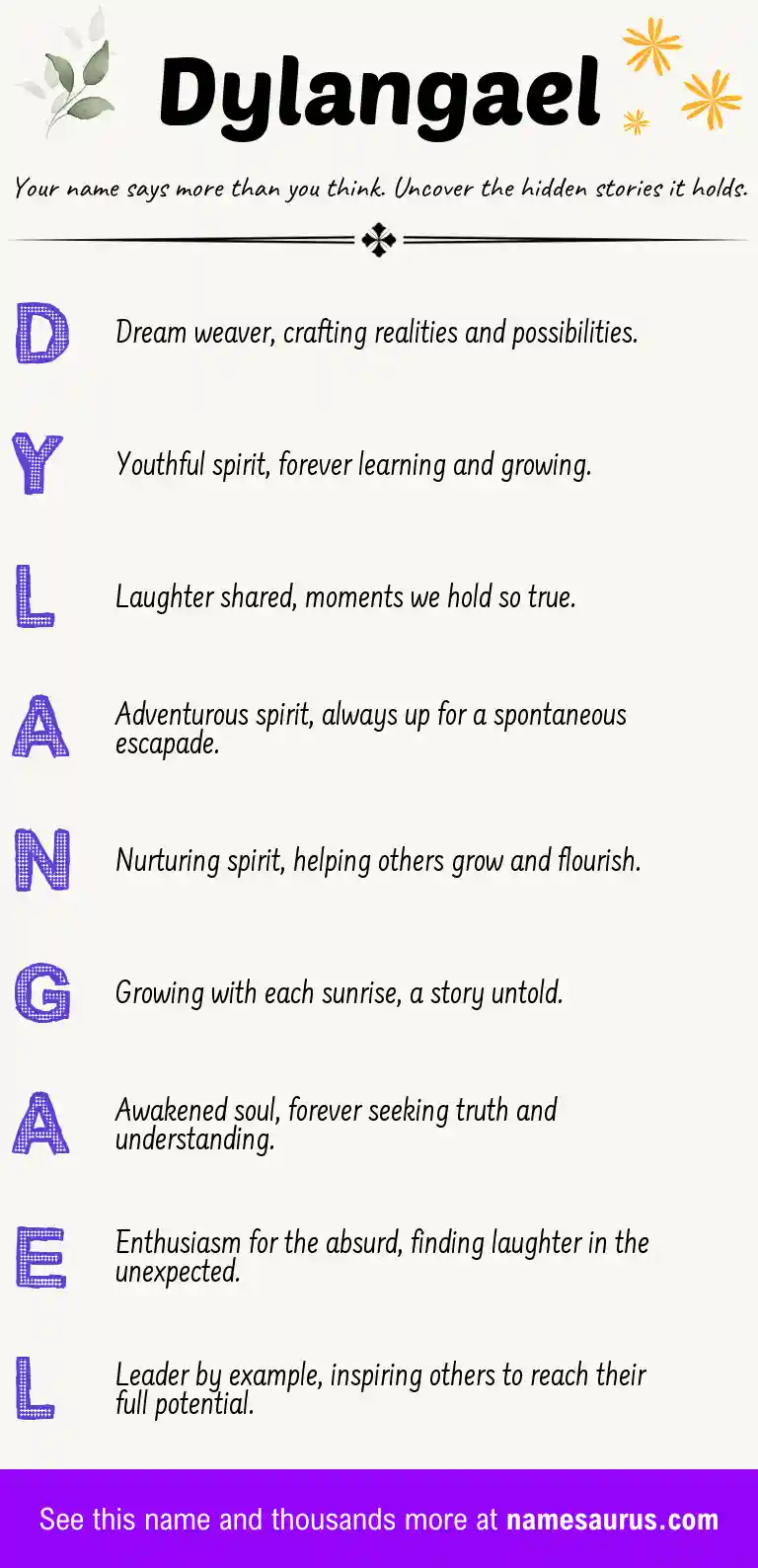 Acrostic poem about Dylangael.