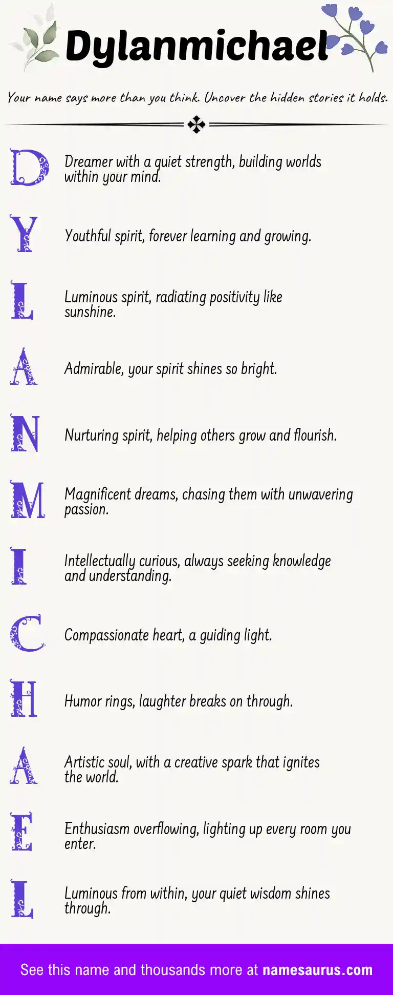 Acrostic poem about Dylanmichael.