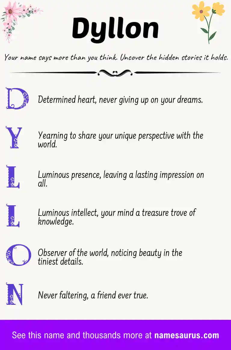 Acrostic poem about Dyllon.