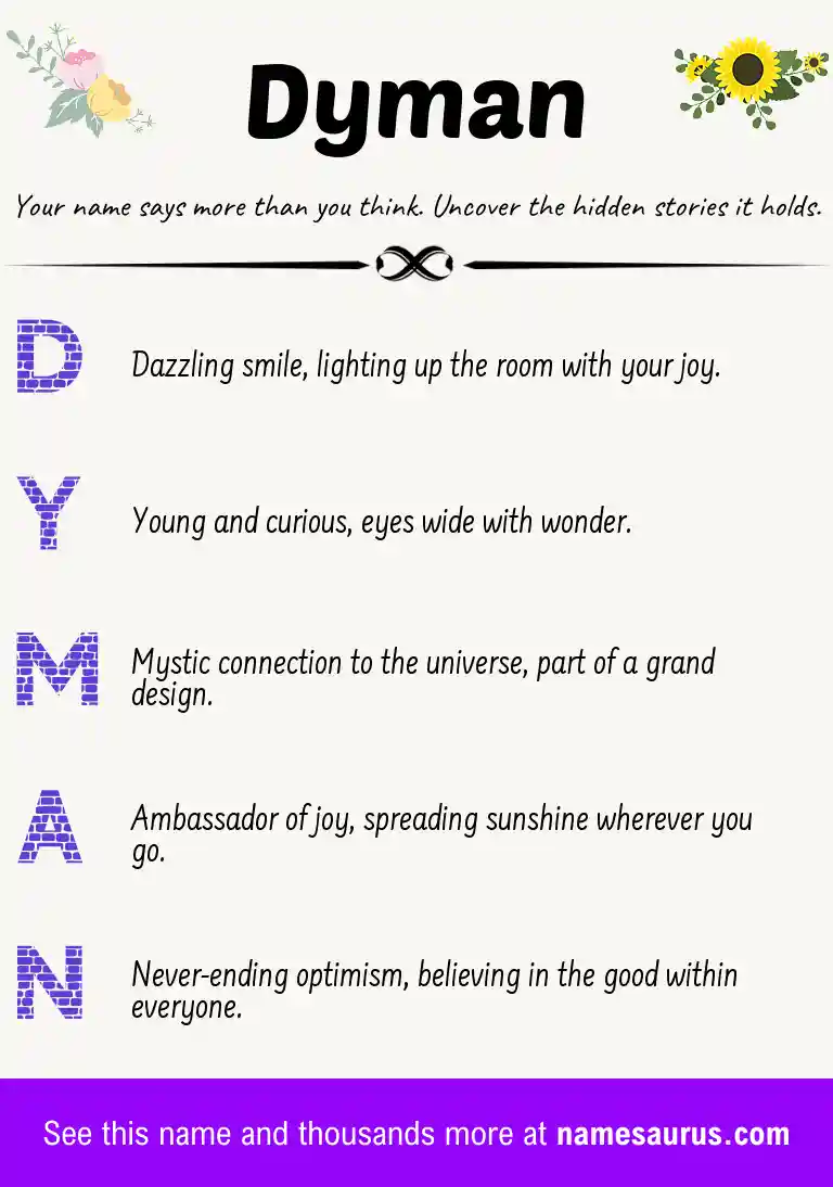 Acrostic poem about Dyman.