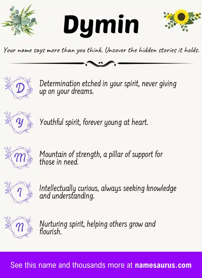 Acrostic poem about Dymin.