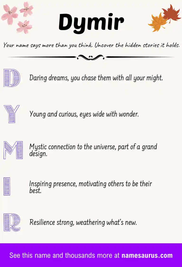 Acrostic poem about Dymir.