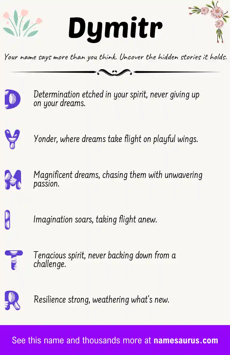 Acrostic poem about Dymitr.